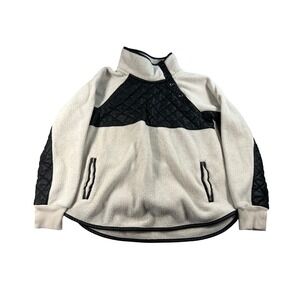 Abercrombie & Fitch Womens Sherpa Fleece‎ Quilted Faux Leather Pullover Small